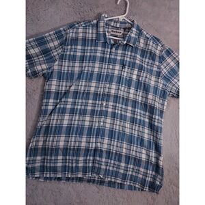 Barbour Shirt Mens Large Blue Plaid Lightweight Cotton Regular Fit Designer L